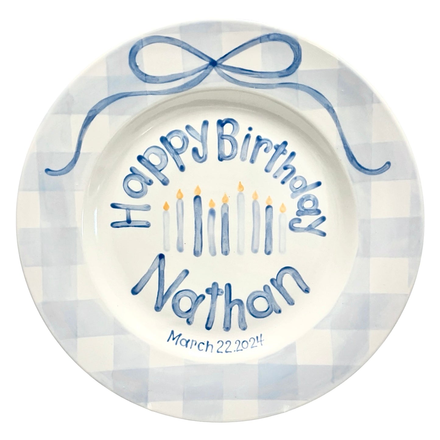 Gingham Candles Plate