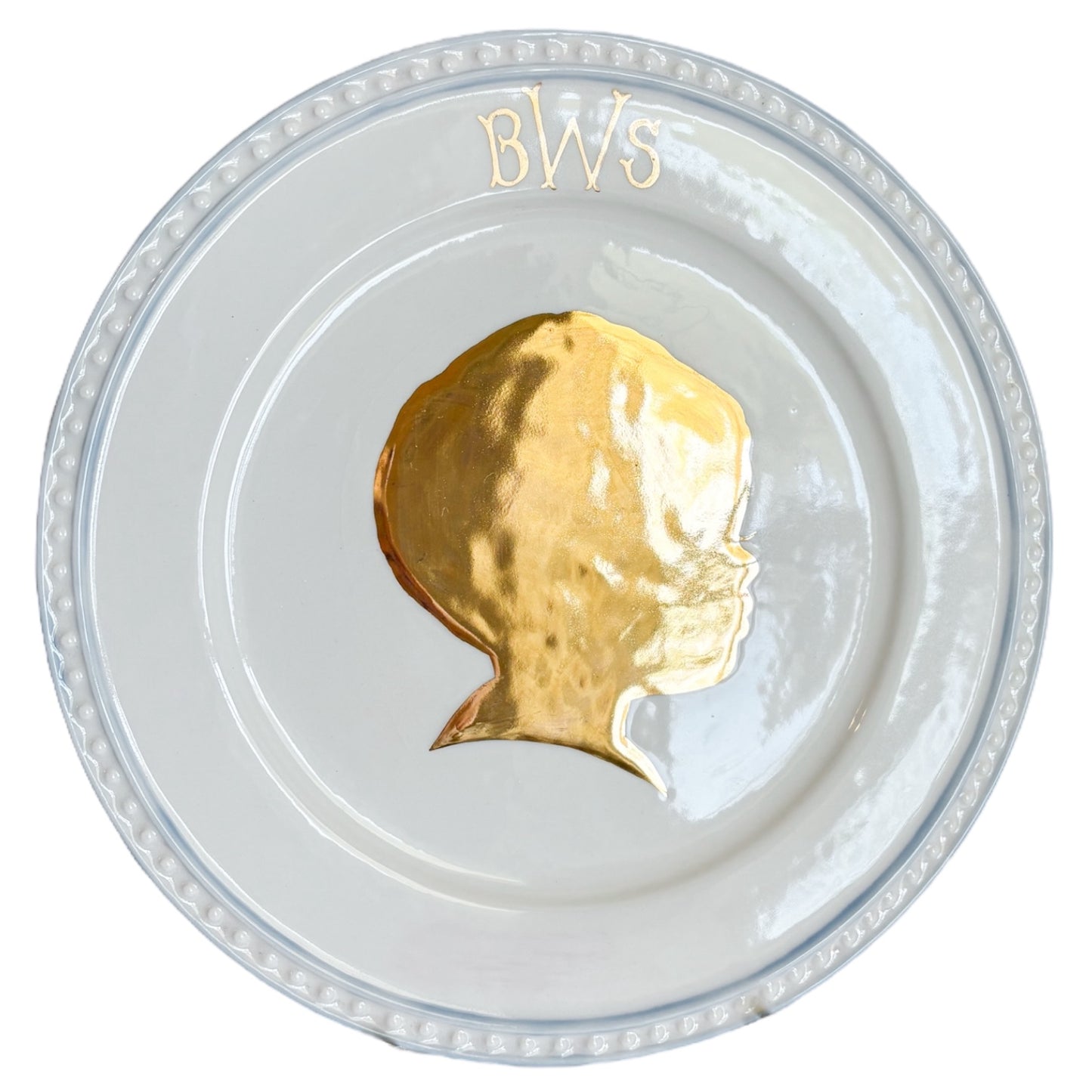 22K Gold Monogram Silhouette Plate