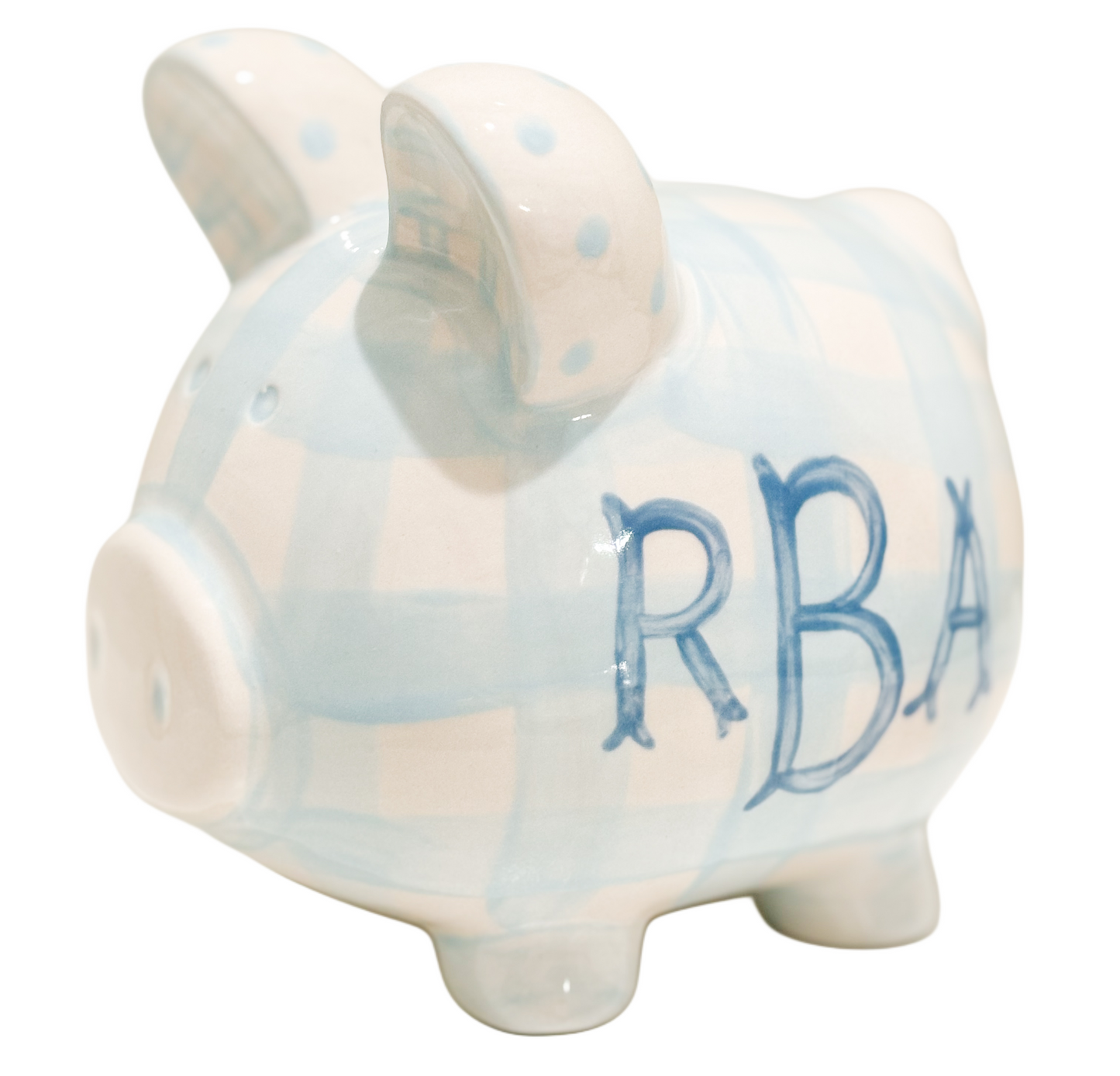 Gingham Piggy Bank