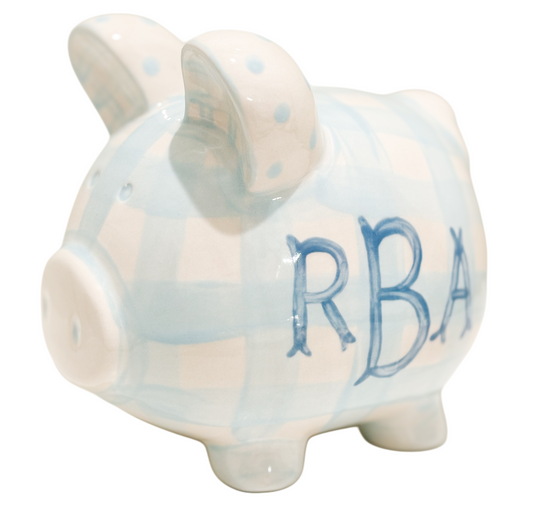 Gingham Piggy Bank