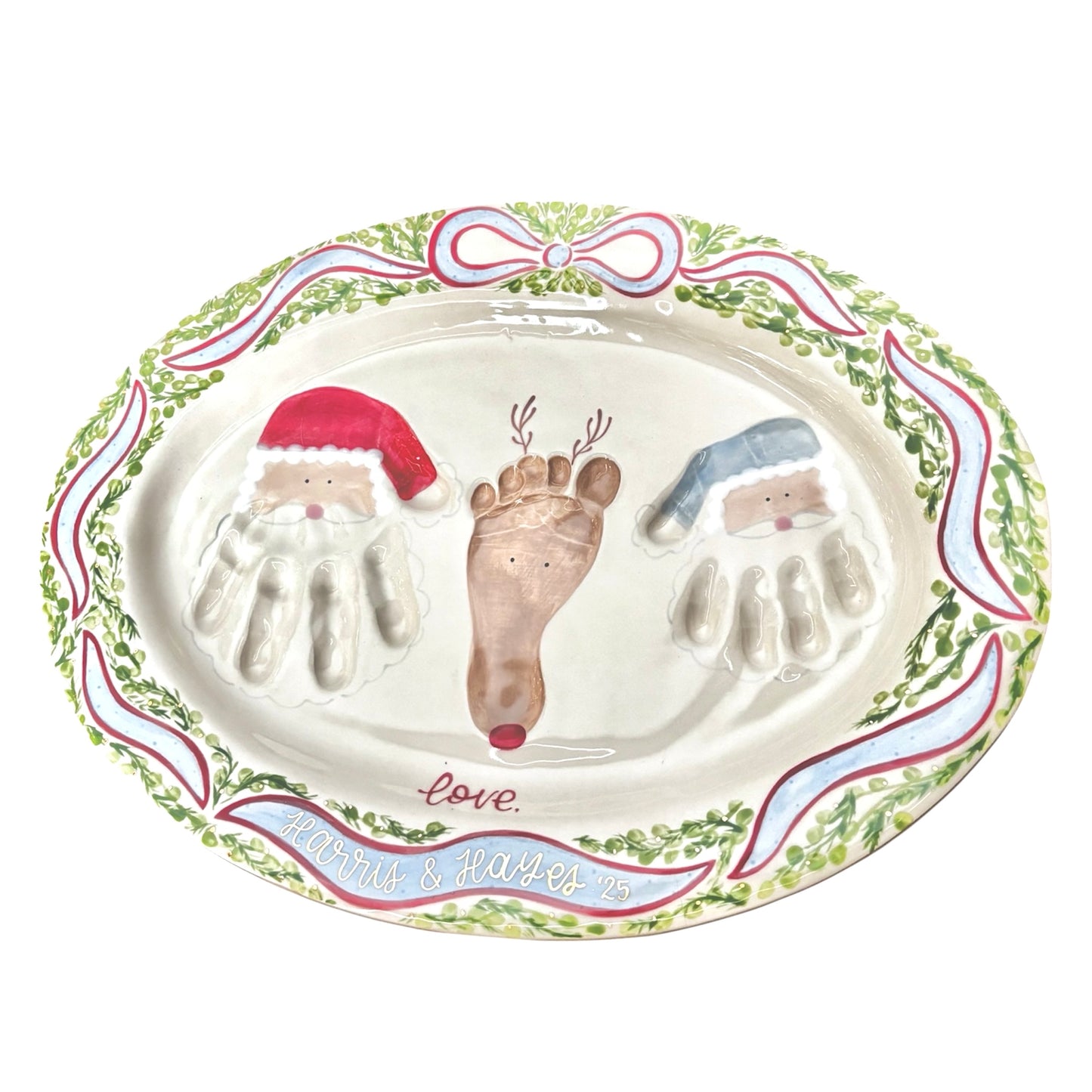 Ribbon & Garland Cookies For Santa Platter