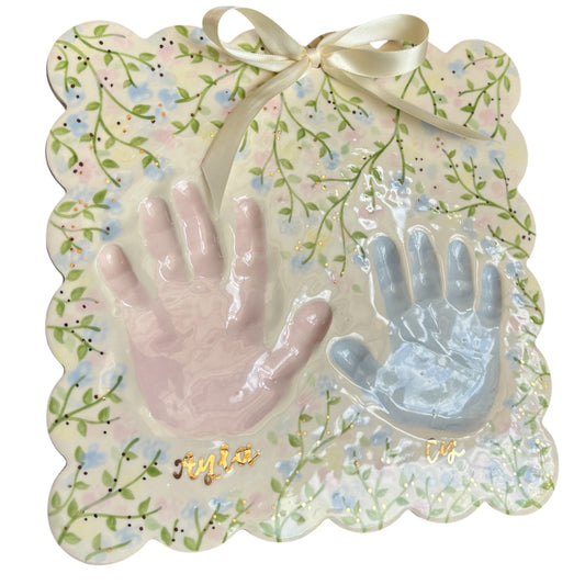 Spring Floral Scalloped Plaque