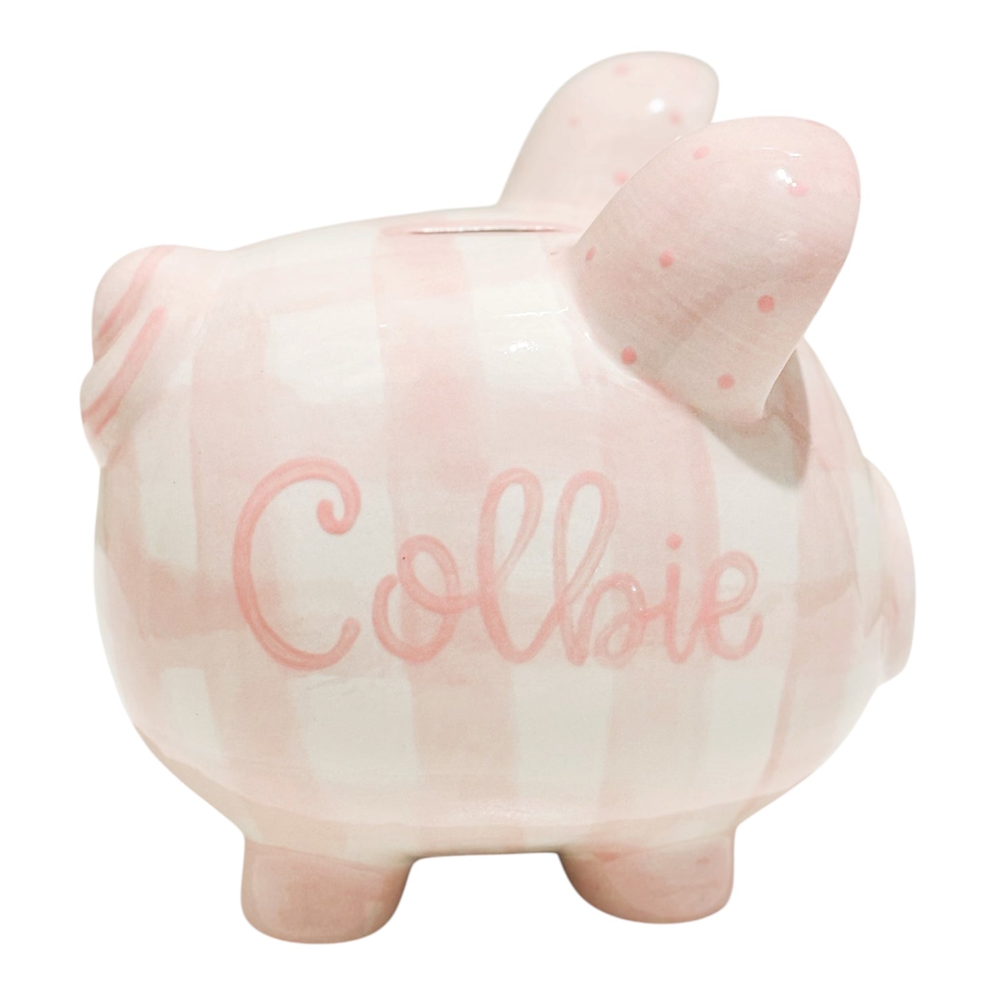 Gingham Piggy Bank